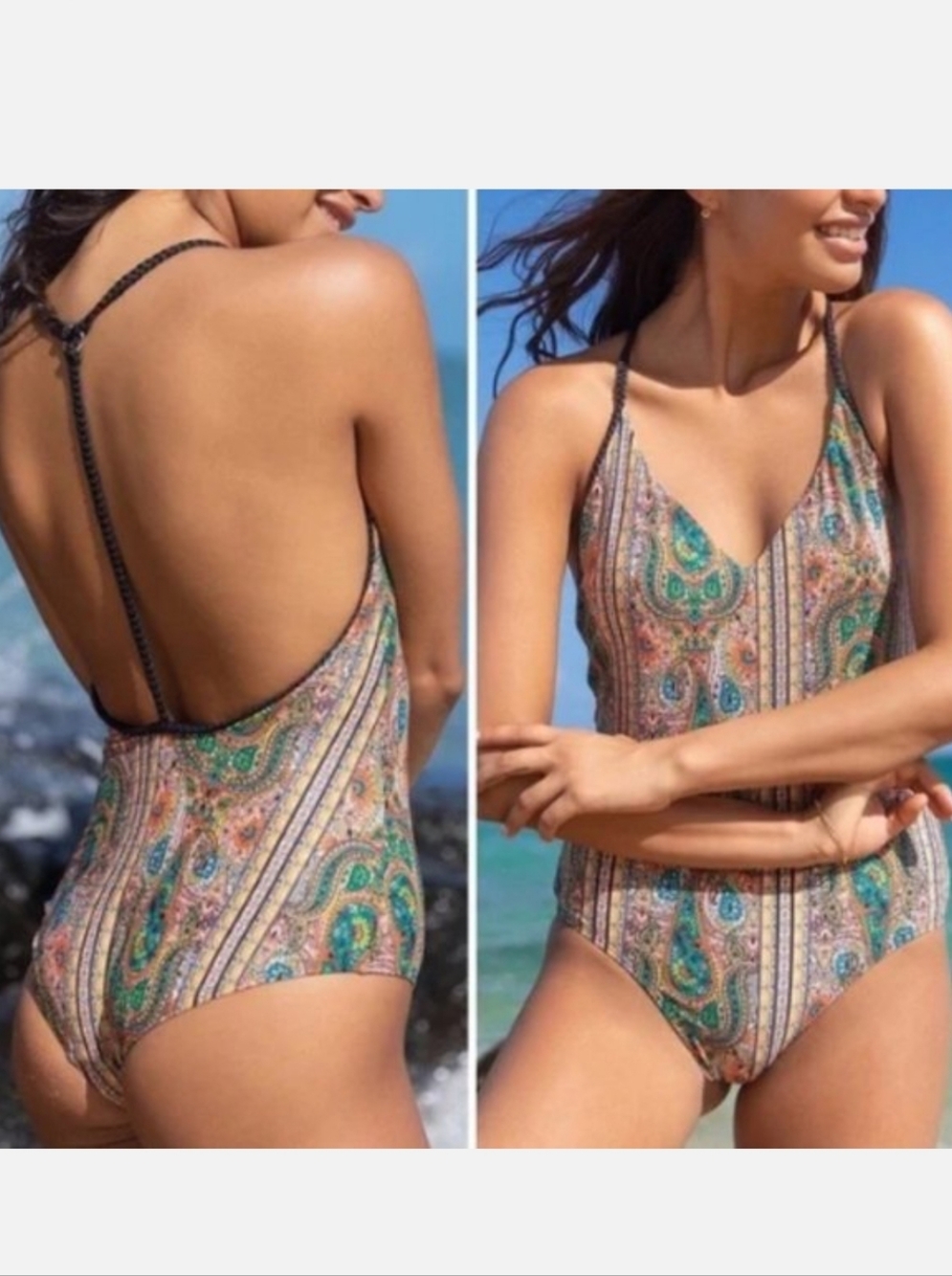 2Chillies Moonstone Moulded Cups Racer Back One-Piece, Large USA 10, NWT